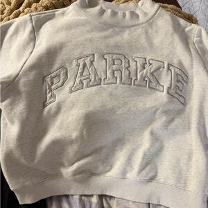 Parker Cream Cowlneck Sweatshirt with Appliqué Logo